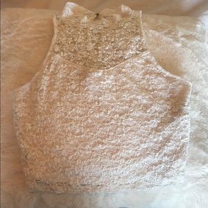 White lace high neck crop top from Abercrombie